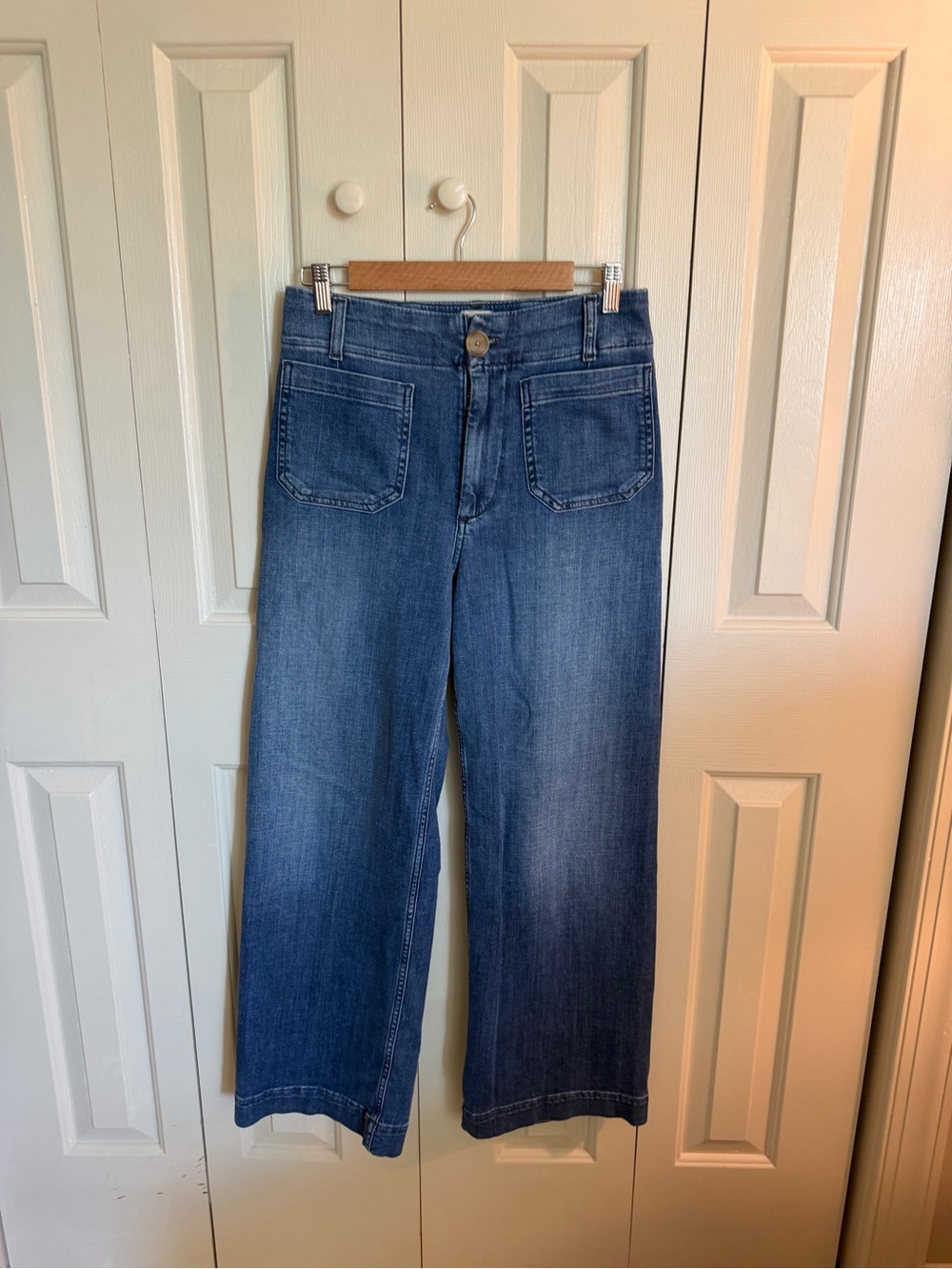 Maeve Denim Wide-Leg Jeans in Medium Blue
